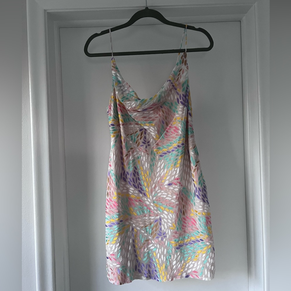 Saints + Secrets x Nordstrom Colorful Cowl Neck Partial Shift Dress - Size L